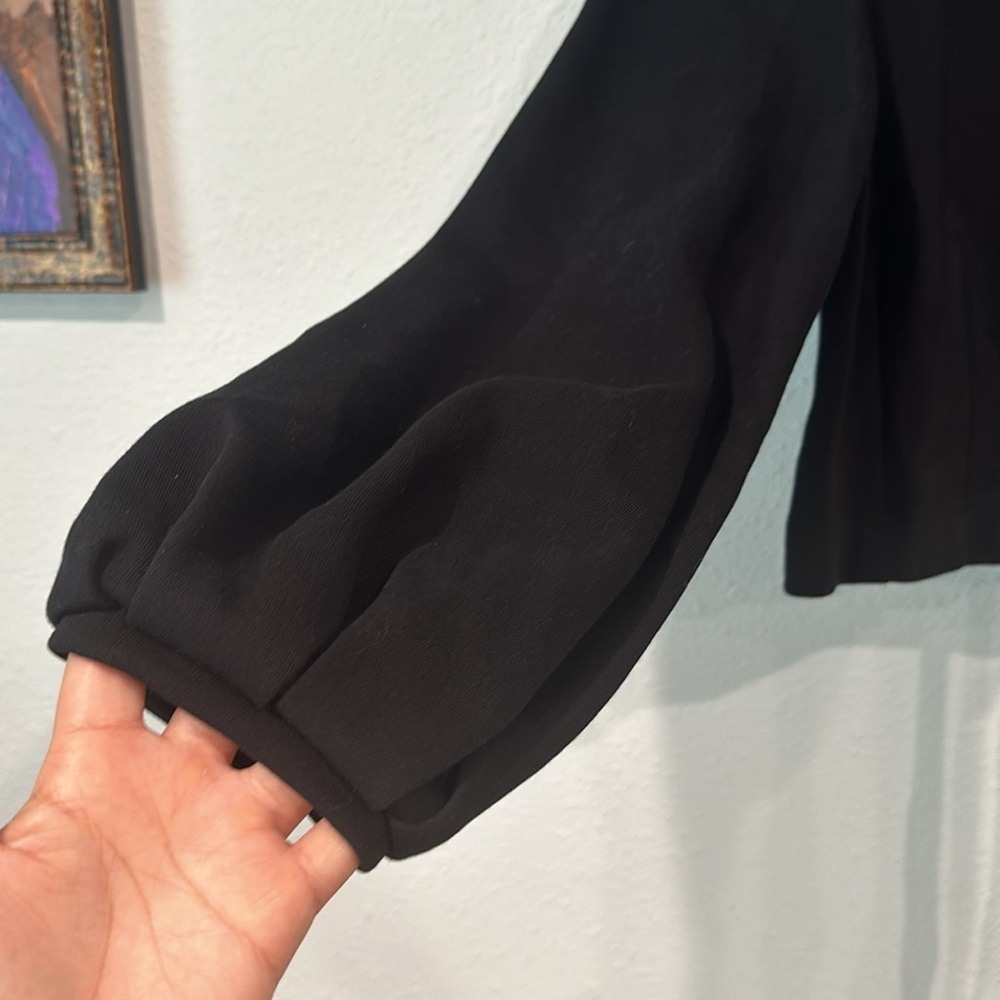 Maeve Anthropologie Tie Back Ponte Pullover Sweatshirt Top in Black Medium - Picture 6 of 11